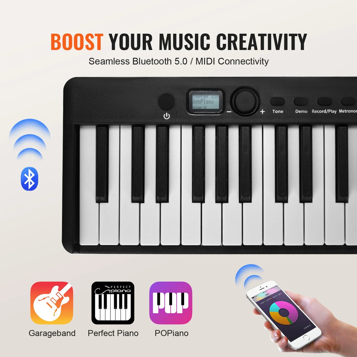 88 Key Folding Bluetooth Keyboard Piano Rechargeable MIDI Foldable For Beginners