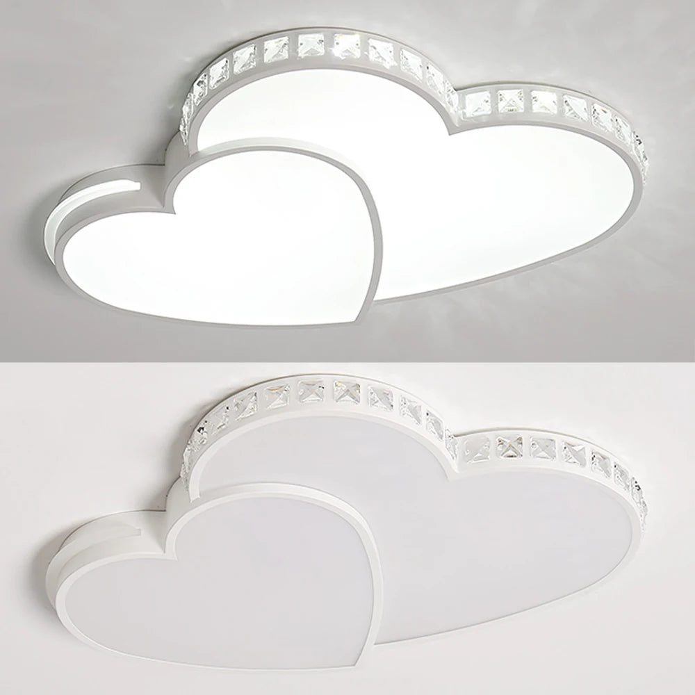 Modern Heart Shaped Crystal LED Ceiling Light Kids Room