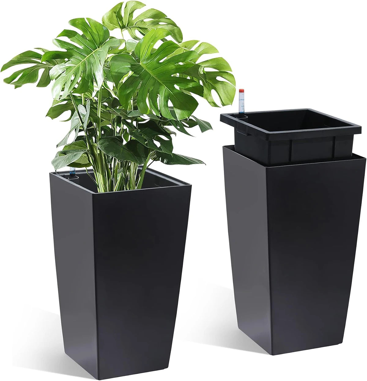 Rectangular Planters Set Of 2 Outdoor Pots With Water Level
