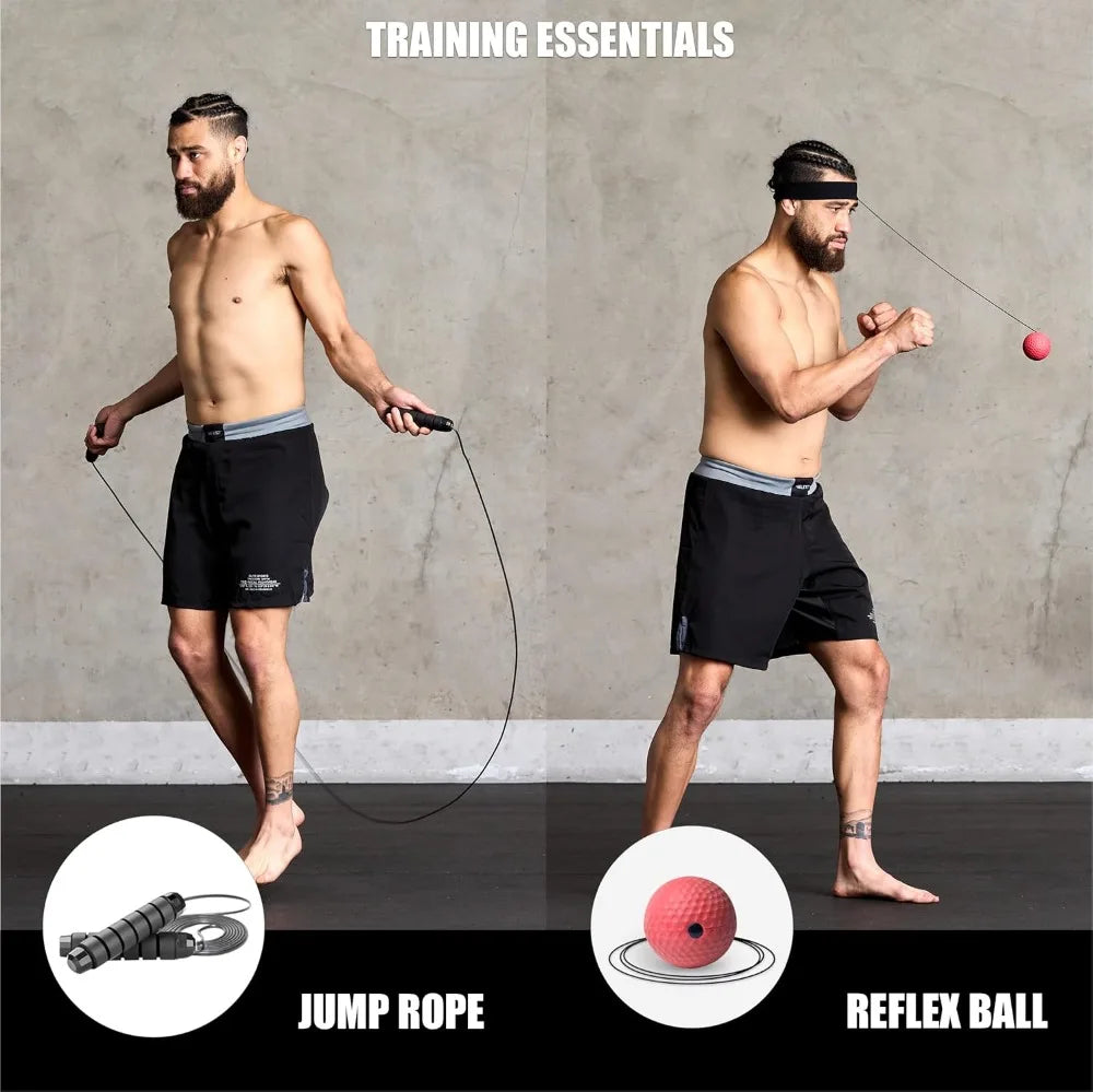 Muay Thai Punching Bag Set With Gloves And Reflex Ball 100 Lbs Heavy Unfilled
