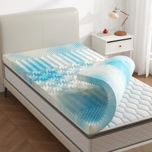 JHK 3 Inch 5 Zone Gel Memory Foam Mattress Topper Breathable Cooling Full Size