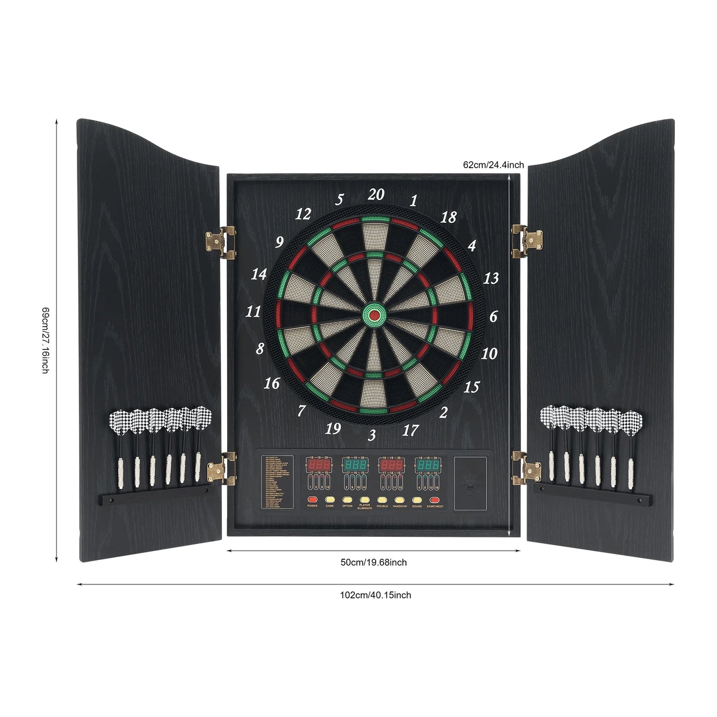 Electronic Dart Board Set With 4 LED Displays Voice Prompts 12 Darts CB05E