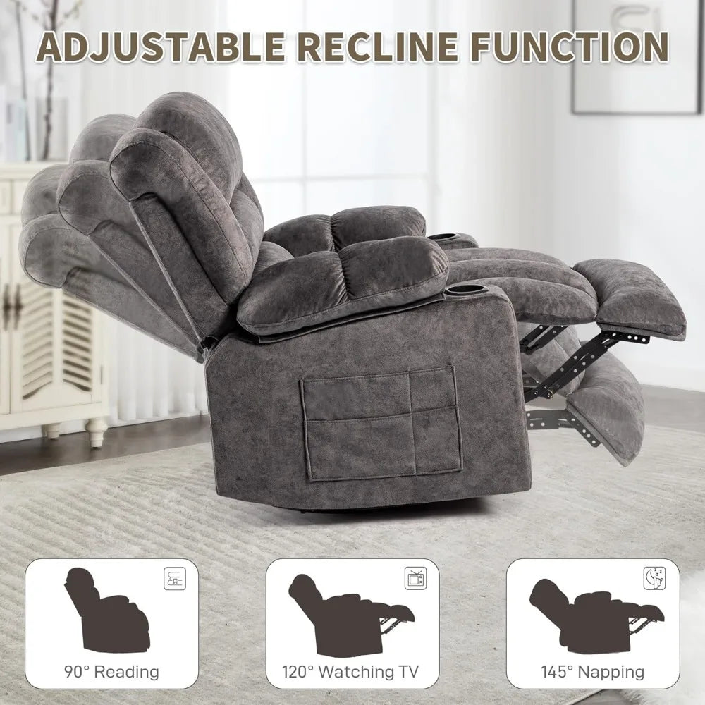 Recliner Chair Rocker Modern Ergonomic Lounge 360 Degree Swivel Single Sofa Seat Living Room Lounge Recliners on Clearance Foam