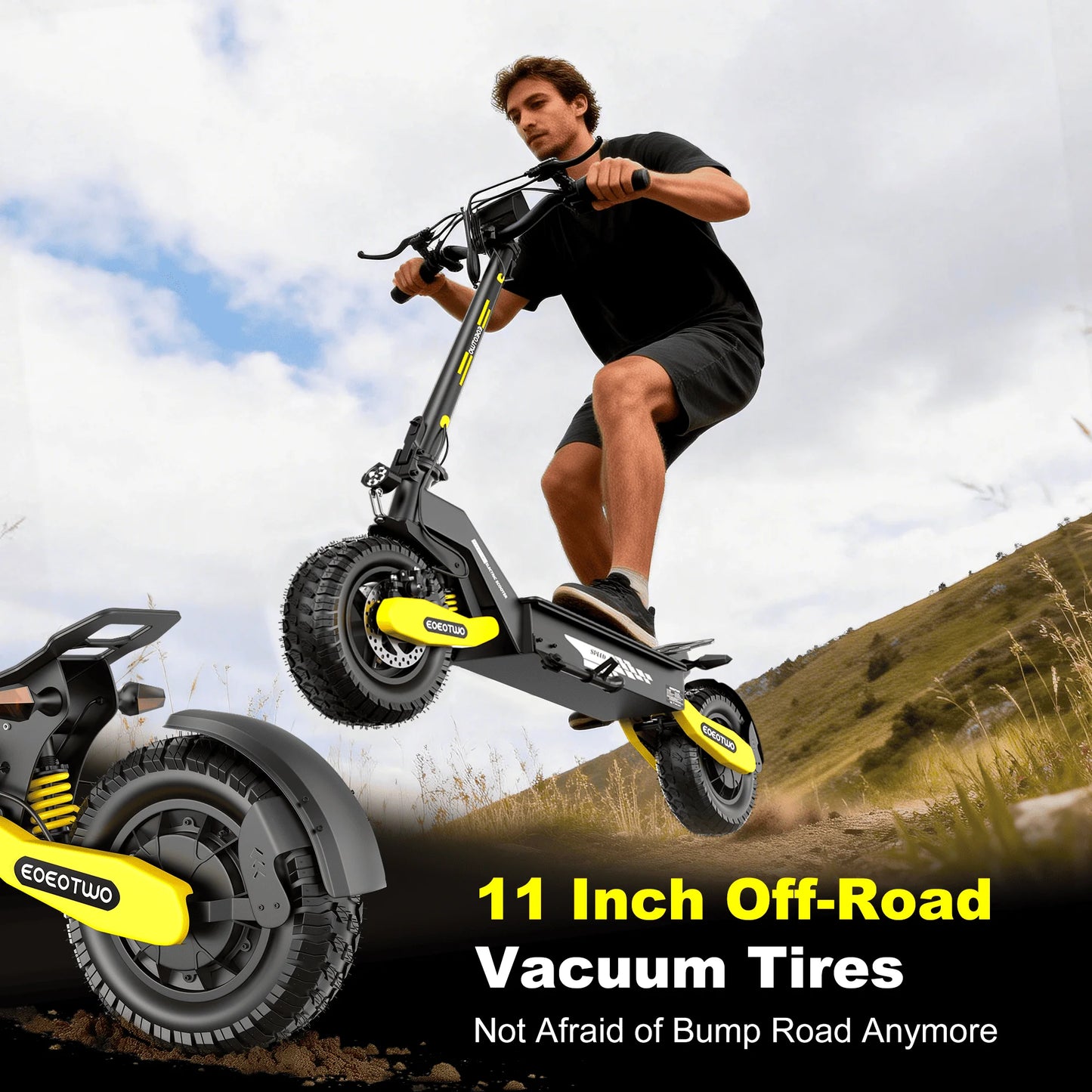 1200W Off Road Electric Scooter for Adults 48V 30MPH Foldable 11 Inch Tubeless