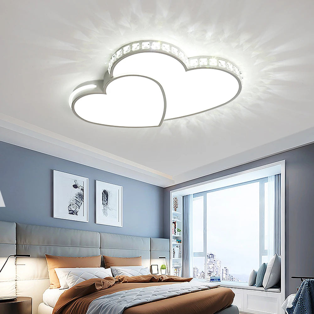 Modern Heart Shaped Crystal LED Ceiling Light Kids Room