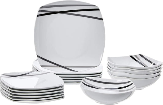 Eighteen Piece Square Dinnerware Set For Six Modern Beams Plates And Bowls