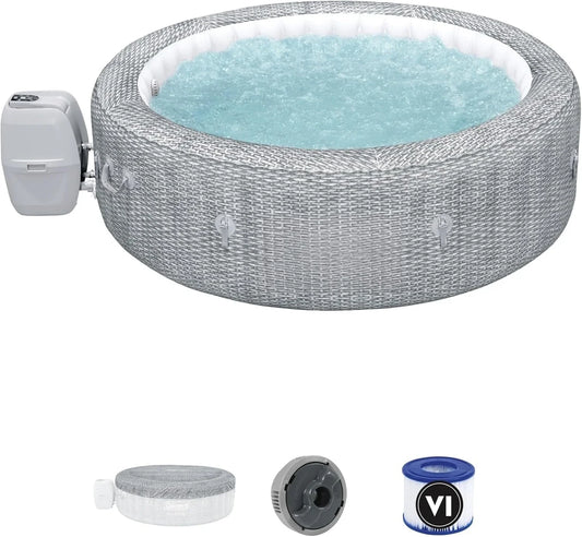 SaluSpa Sicily AirJet 7 Person Round Inflatable Hot Tub Gray