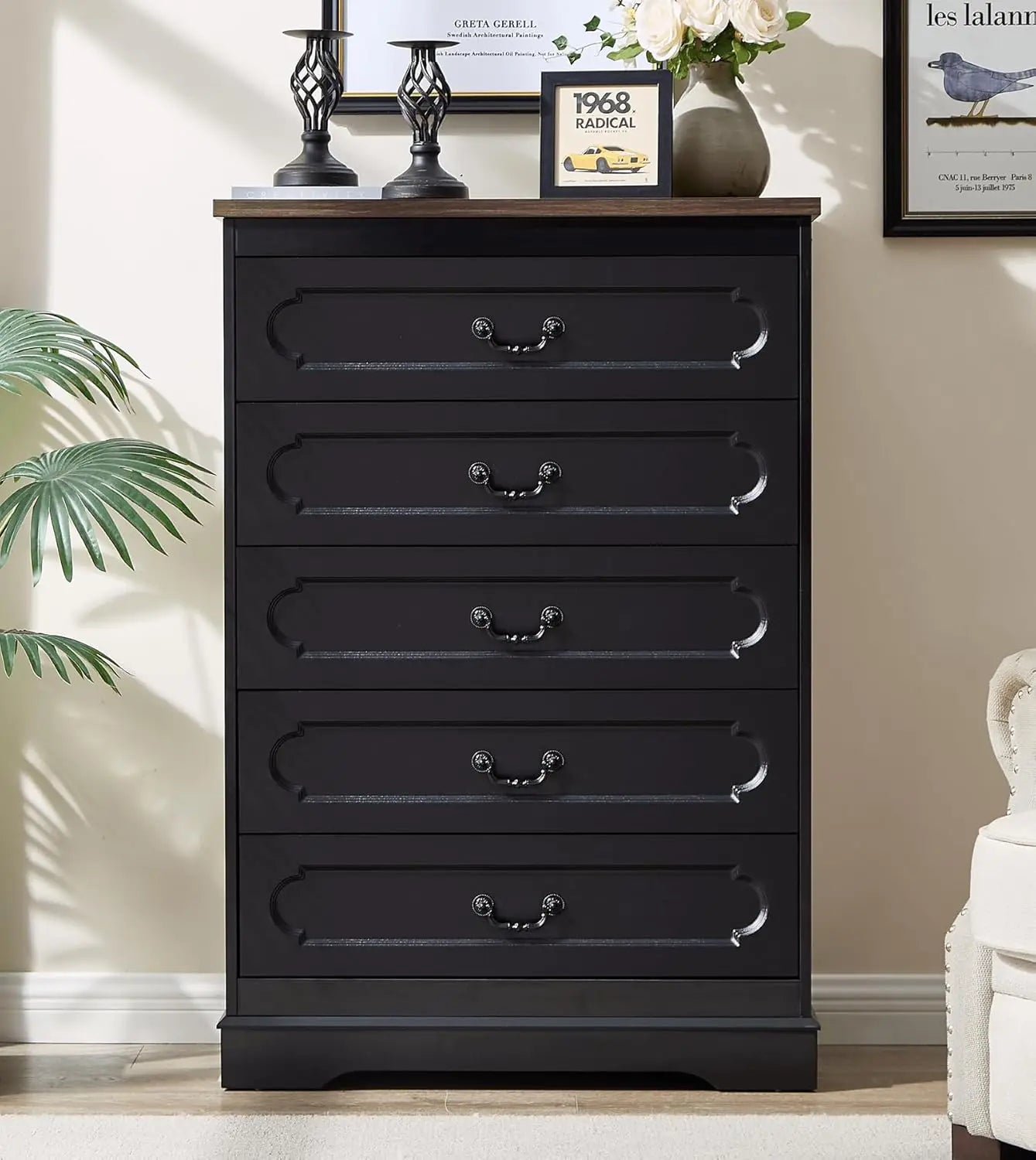 Farmhouse Cherry Wood Chest of Drawers for Bedroom Rustic Wide