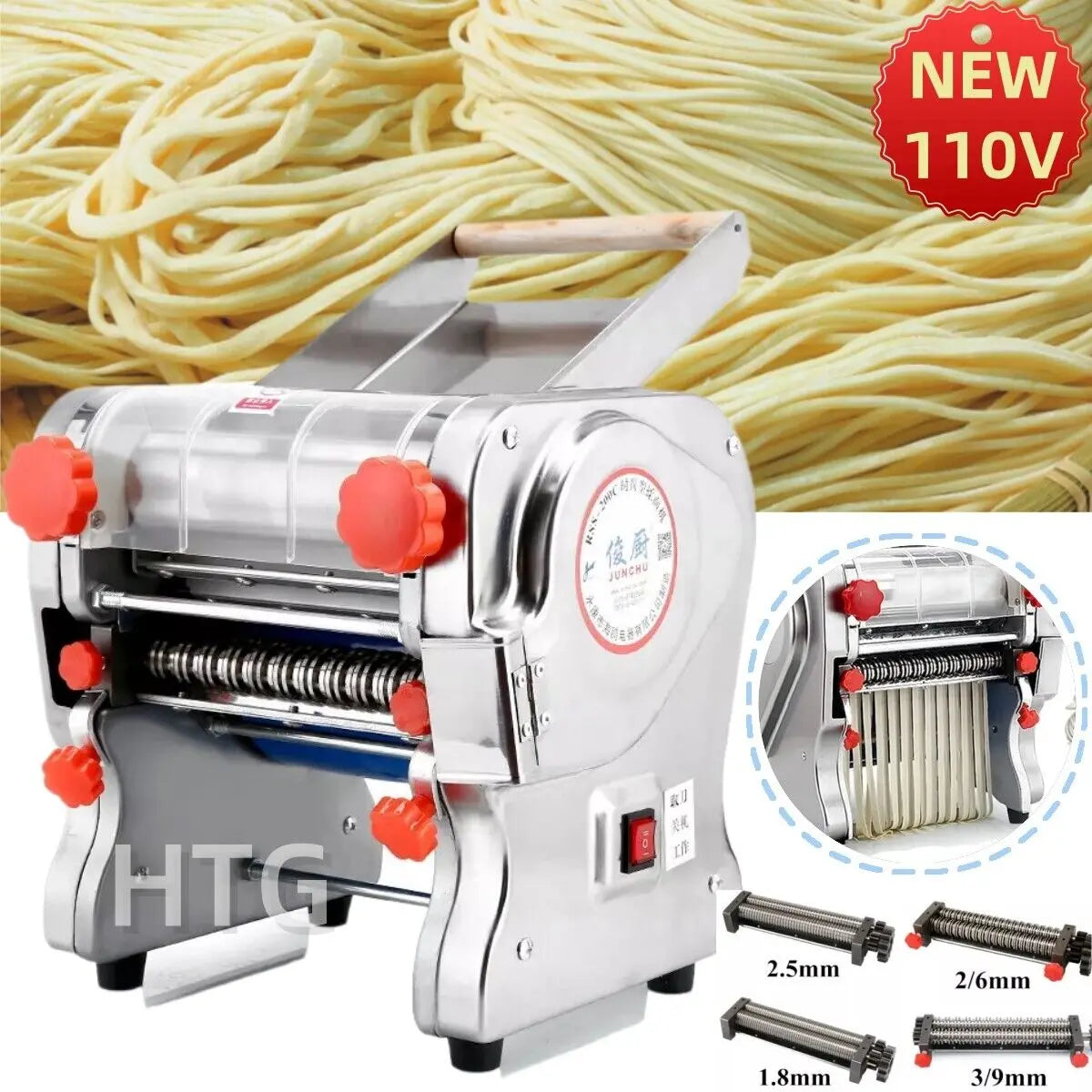 550W Electric Pasta Maker Noodle Machine Stainless Steel Dual Knife