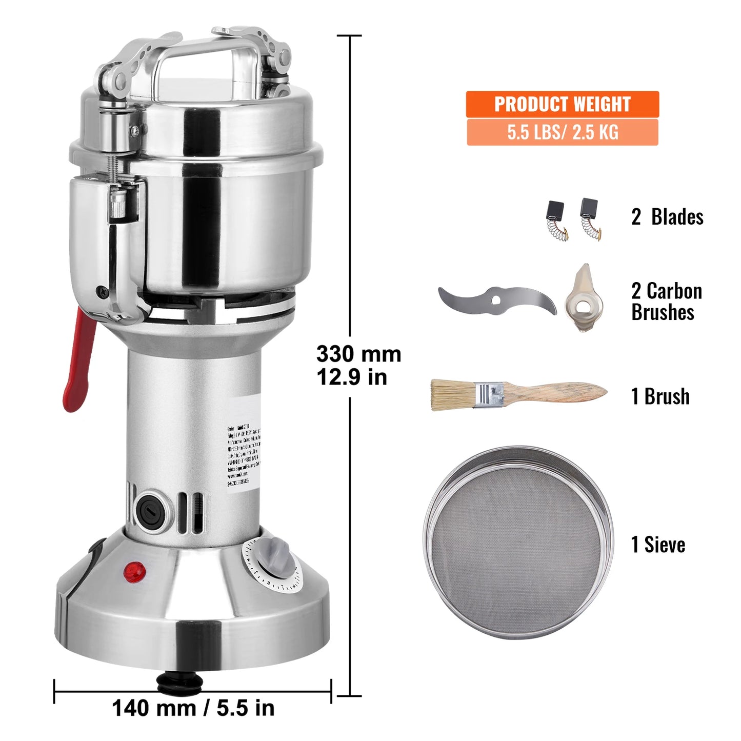 SucceBuy Electric Grain Mill Grinder 150-2500g for Dry Herbs Spices Coffee Corn