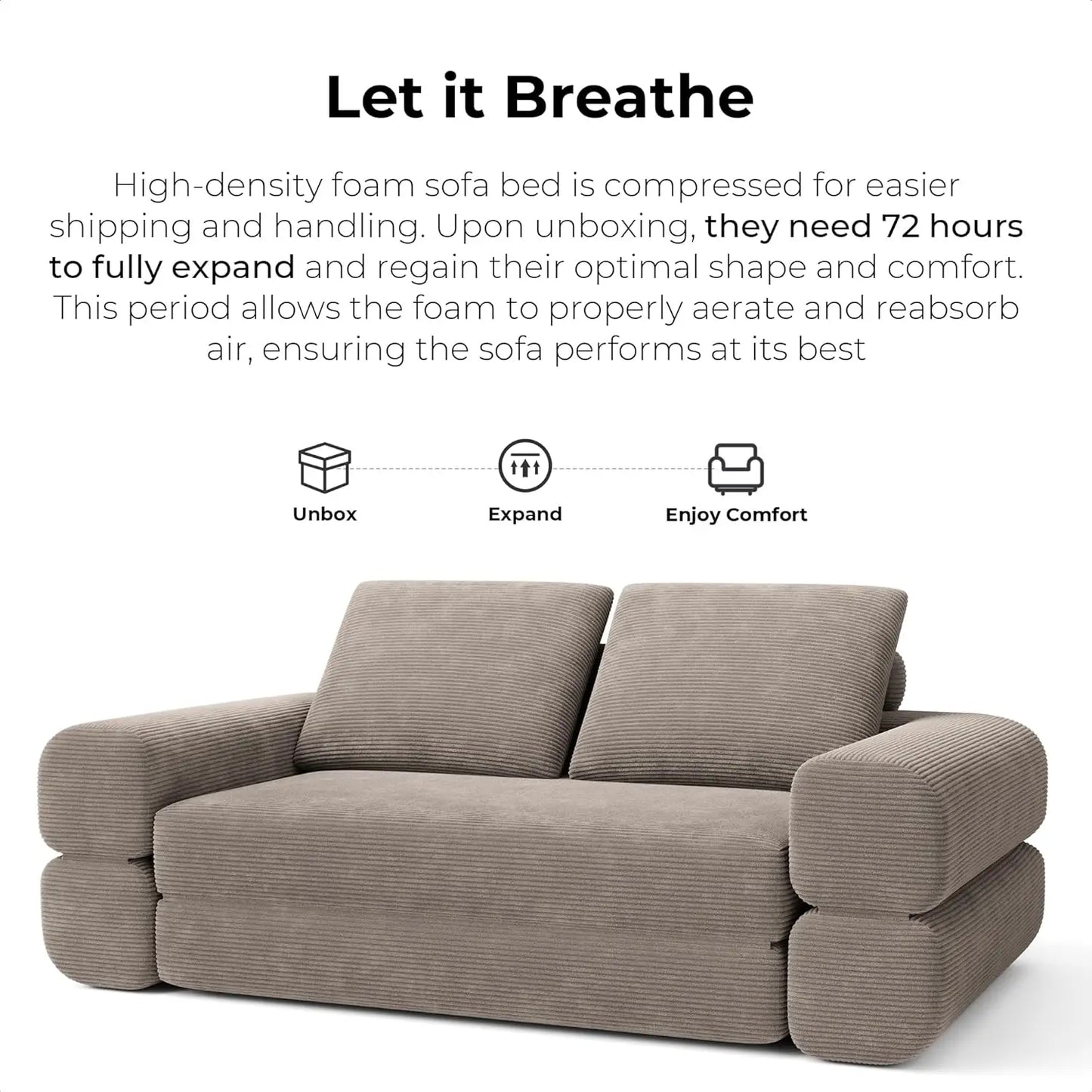 LIKIMIO Convertible Sleeper Sofa 3 In 1 Corduroy Green