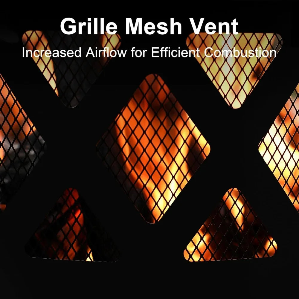 Outdoor 32 Inch Fire Pit With Poker And Wood Burning Grill