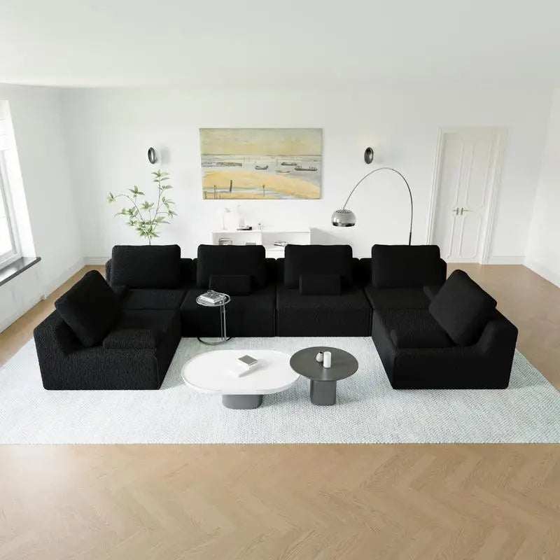 Oversized Modular Sectional Sofa, Luxury Boucle Couch Set, Convertible Compressed Sofa with Spacious Foam Filling for Living