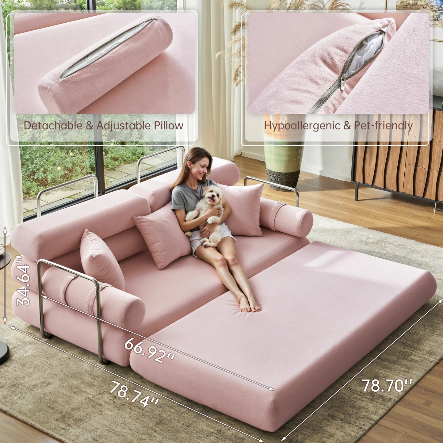 Convertible Sleeper Sofa With High Back Floor Couch Bed