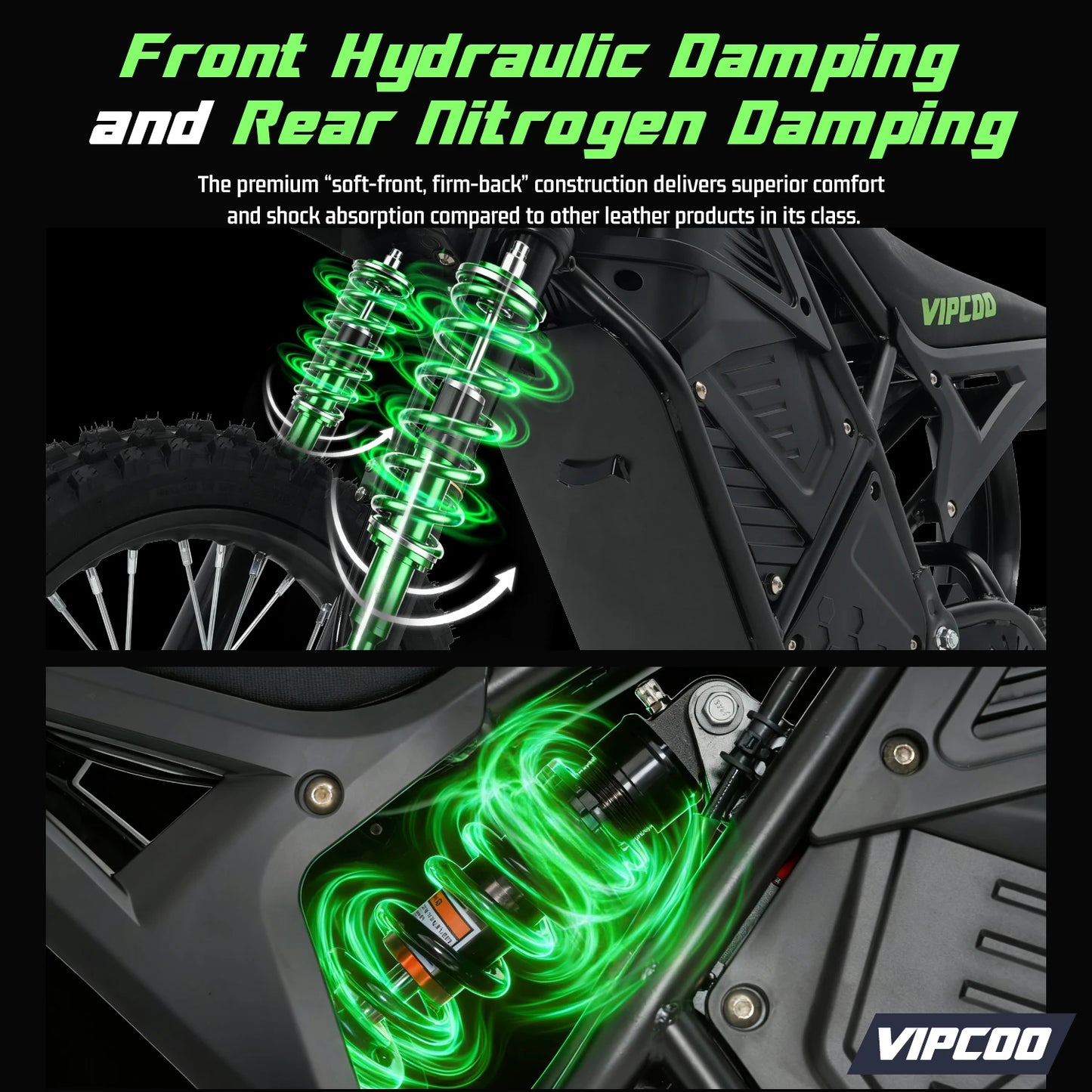 VIPCOO H3 Electric Dirt Bike 3500W 48V 23Ah Fat Tire Nitrogen Suspension