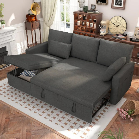 Polar Aurora Sleeper Sofa Bed With Storage Chaise Frame