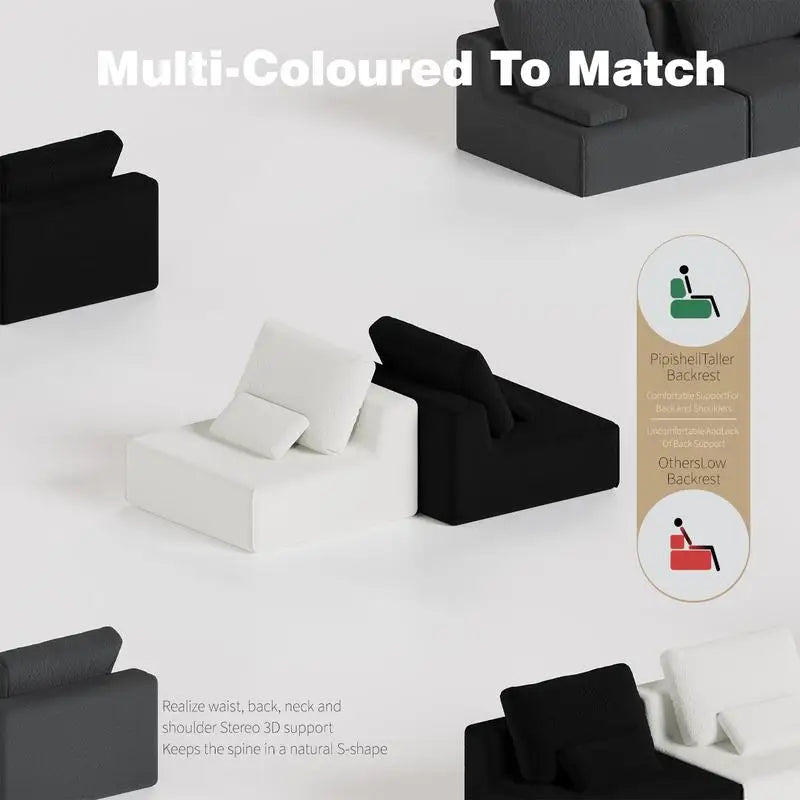 Oversized Modular Sectional Sofa, Luxury Boucle Couch Set, Convertible Compressed Sofa with Spacious Foam Filling for Living