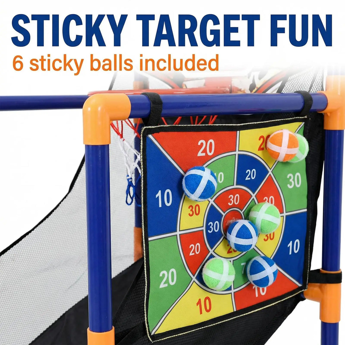Kids Basketball Set Adjustable Indoor Outdoor Hoop With Ball Return Ramp