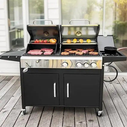 3 In 1 Gas And Charcoal Grill Combo With Side Burner Propane