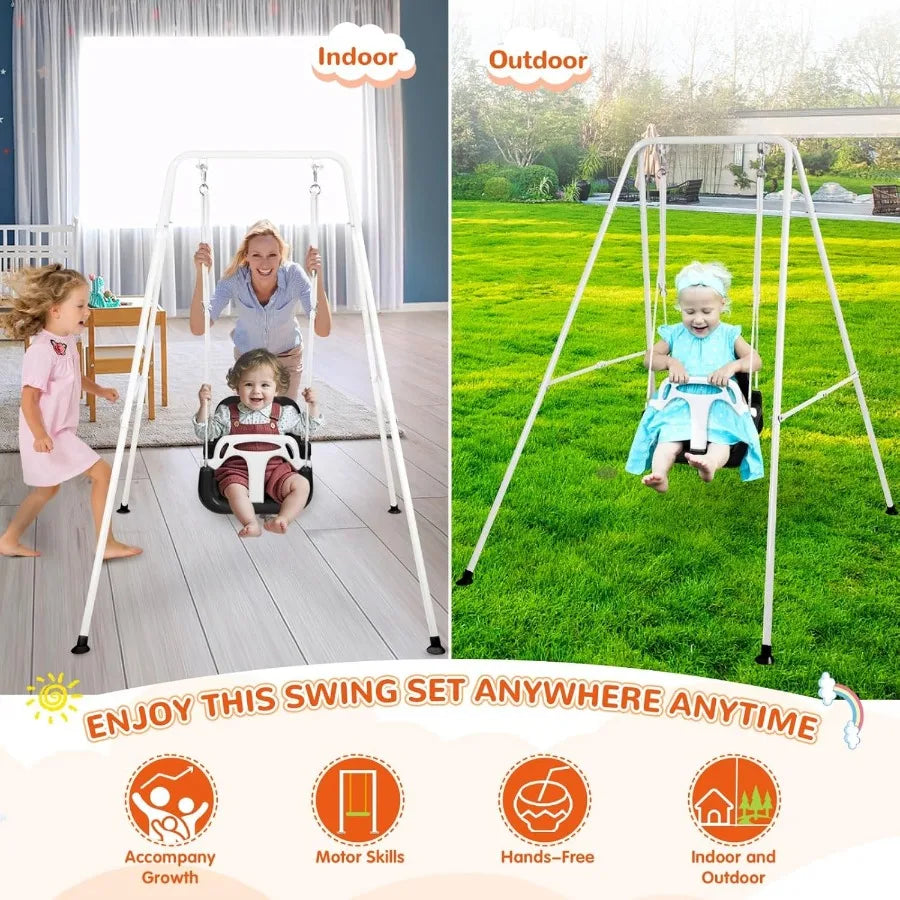 4in1 Toddler Swing Set and Baby Jumper and Bouncers Heavy Duty Baby Swing Set with Foldable Metal Stand for Indoor and Outdoor