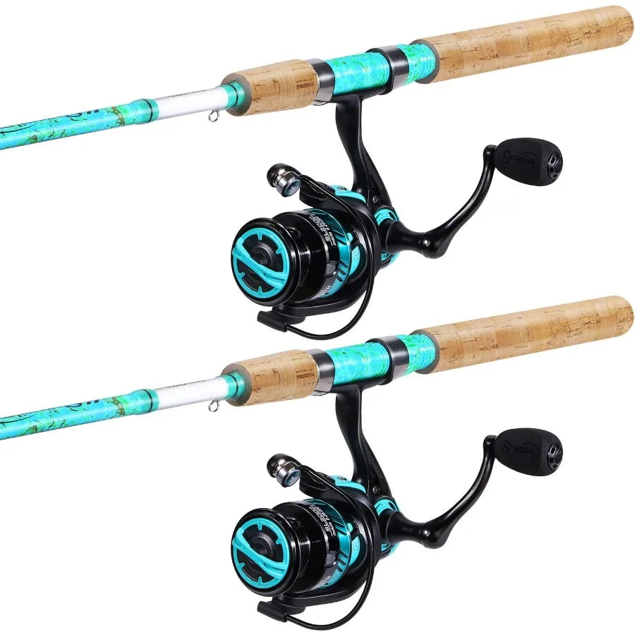2 Piece 5 Foot 6 Inch Graphite Fiberglass Rod And Reel Combo Saltwater Angling