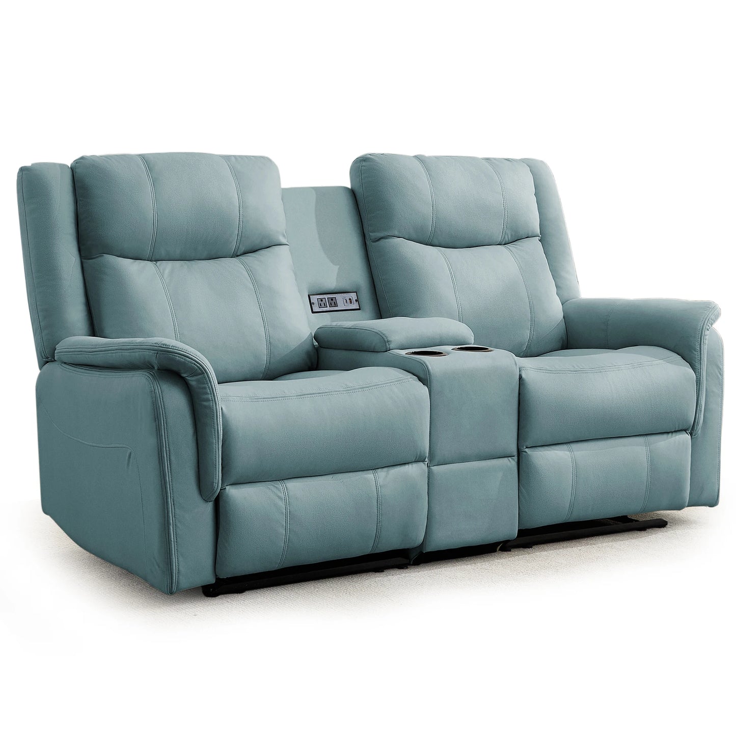 Korser Two Seater Loveseat Recliner With USB Ports And Cup Holders