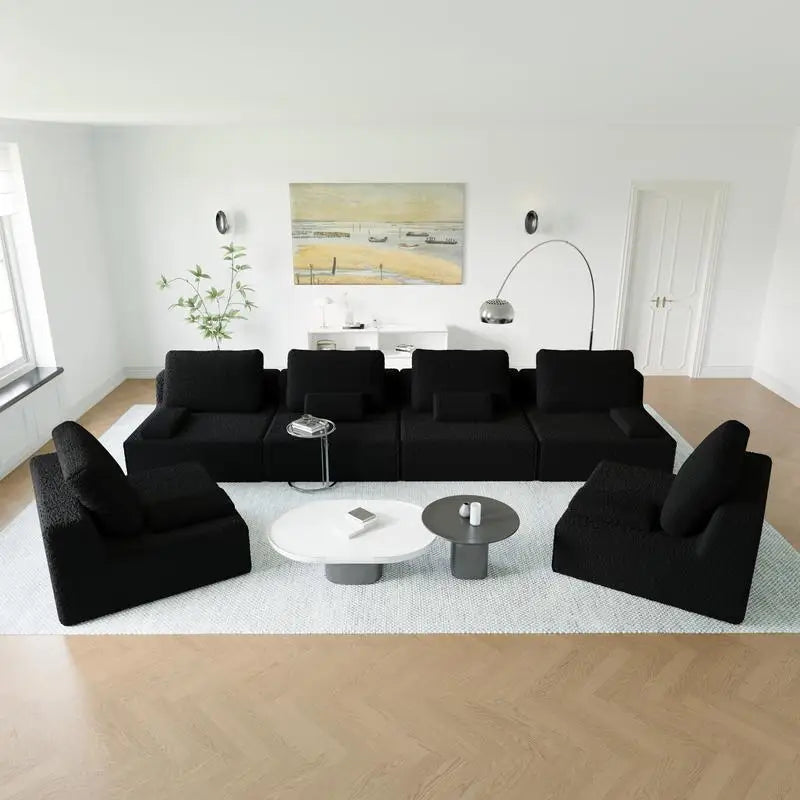 Oversized Modular Sectional Sofa, Luxury Boucle Couch Set, Convertible Compressed Sofa with Spacious Foam Filling for Living