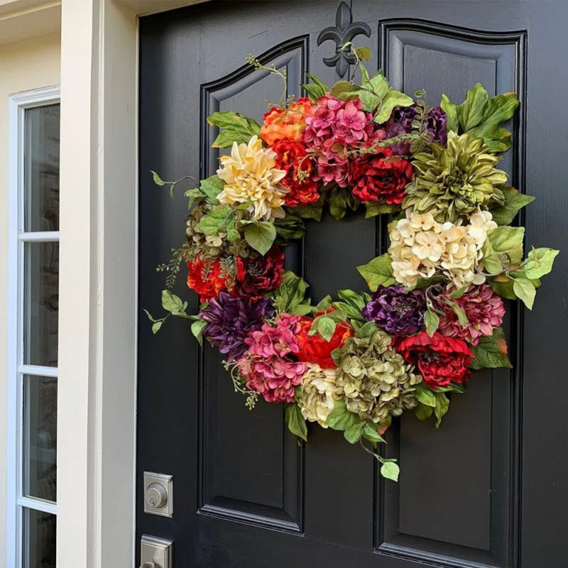 45cm Spring Wreath for Front Door Artificial Peony Summer Wreaths Flower Garland for Front Door Outside Wall Window Decor Party