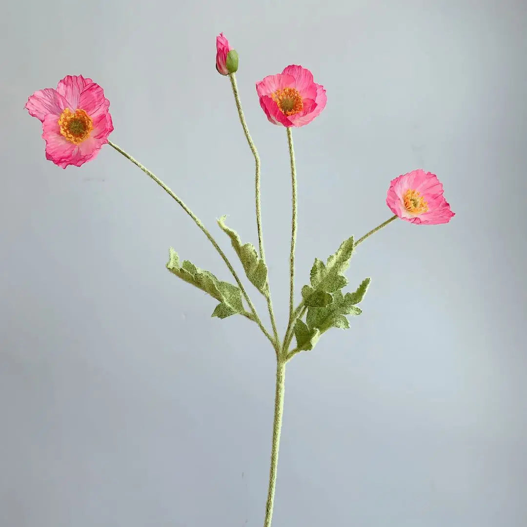 4 Head Poppy Artificial Flowers Bouquet For Home Decor Wedding Party Diy