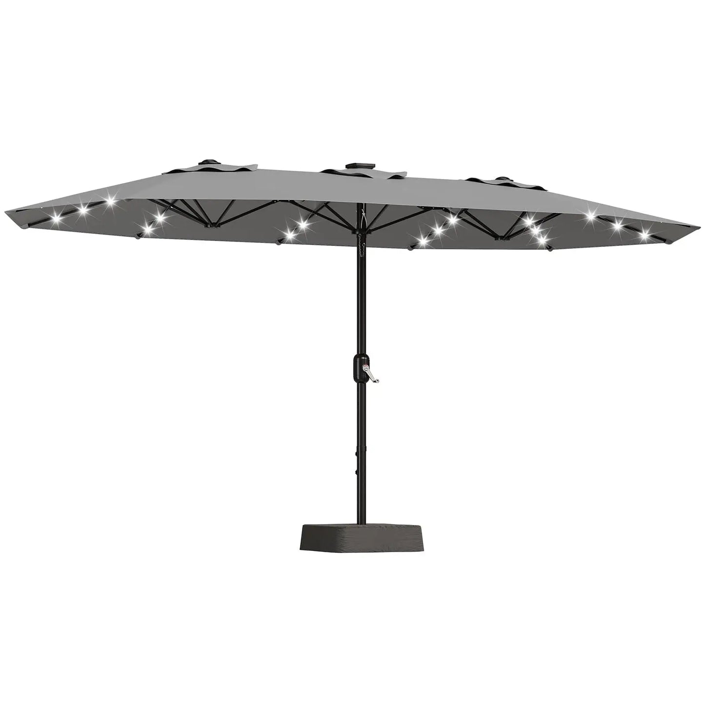15ft Patio Umbrella With Solar LED Lights Base Included Large Rectangle Shade