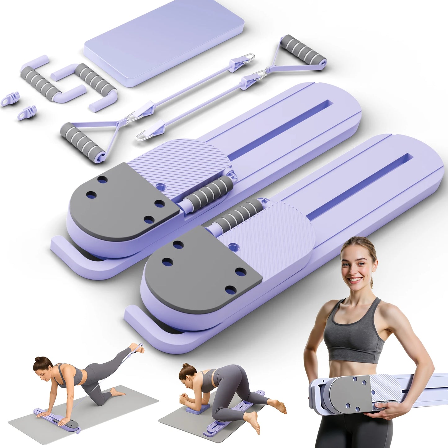 Abdominal Pilates Board With Detachable Resistance Bands LCD Display