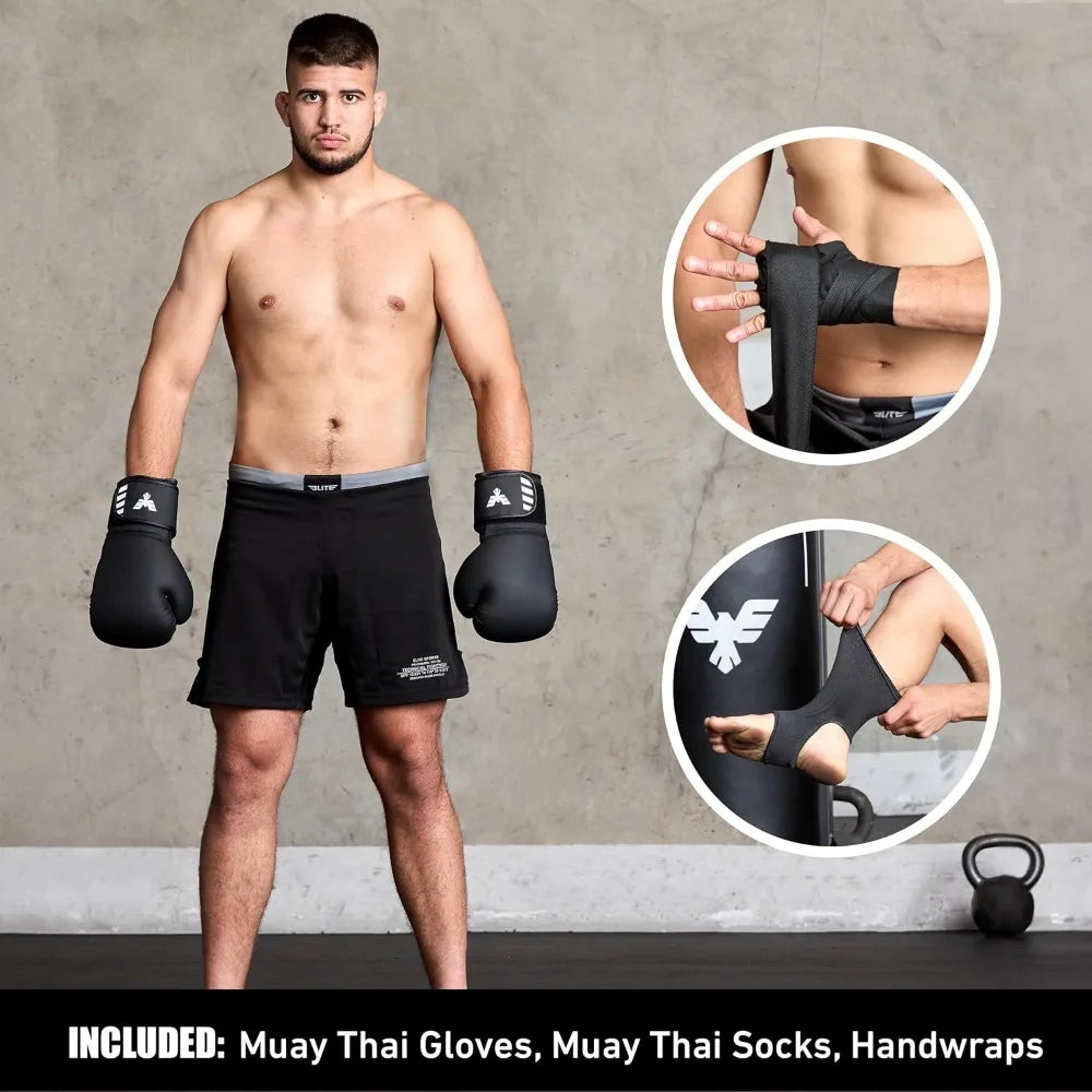 Muay Thai Punching Bag Set With Gloves And Reflex Ball 100 Lbs Heavy Unfilled