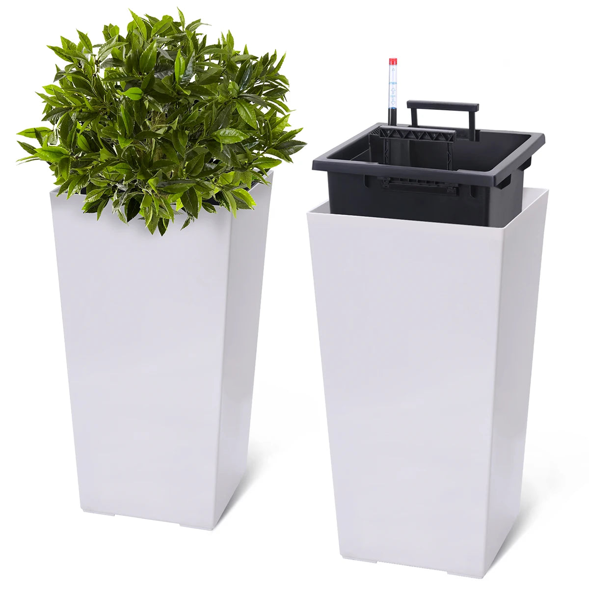 Rectangular Planters Set Of 2 Outdoor Pots With Water Level