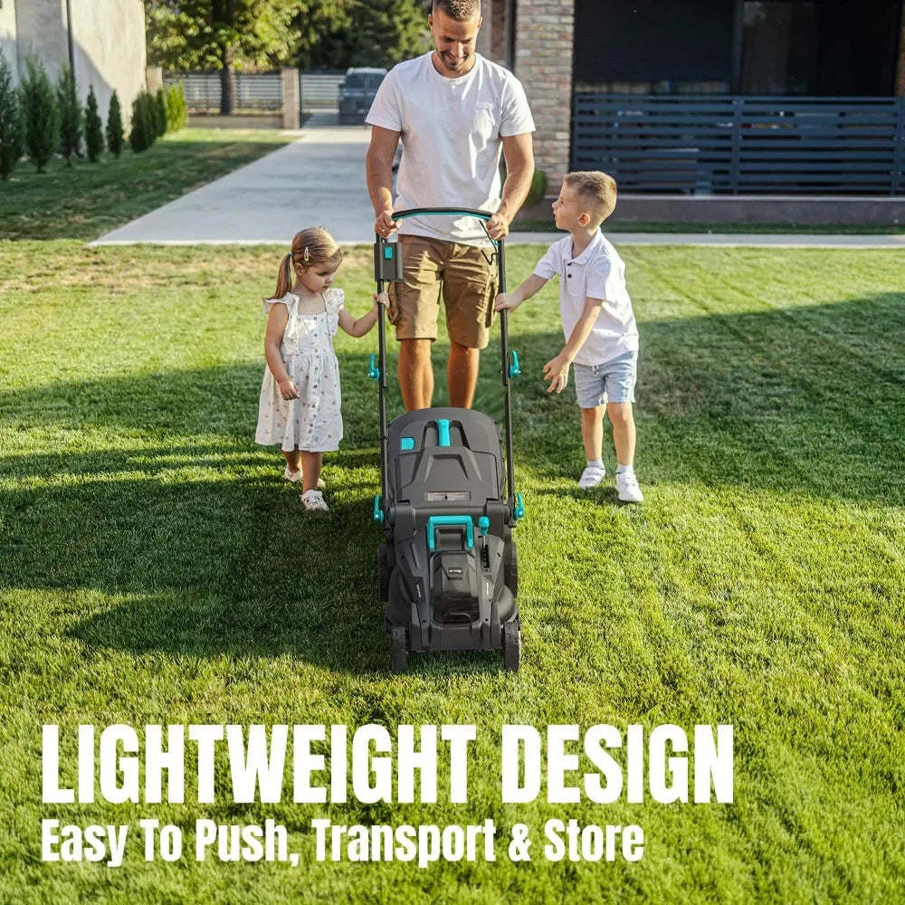 Cordless 2x20V 16 Inch Push Lawn Mower 6 Position Height