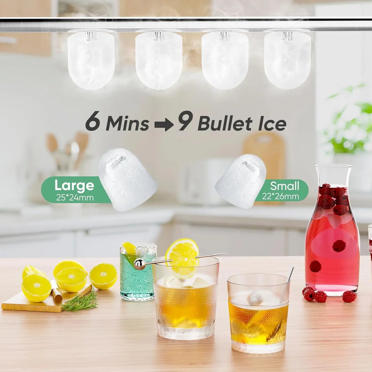 Portable Countertop Ice Maker 26lbs 24H Quiet Self Cleaning for Home RV Camping