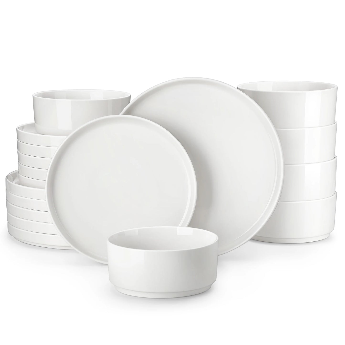 Malacasa Ceramic Dinner Plate Set Black Rim Half Standing Edge Design