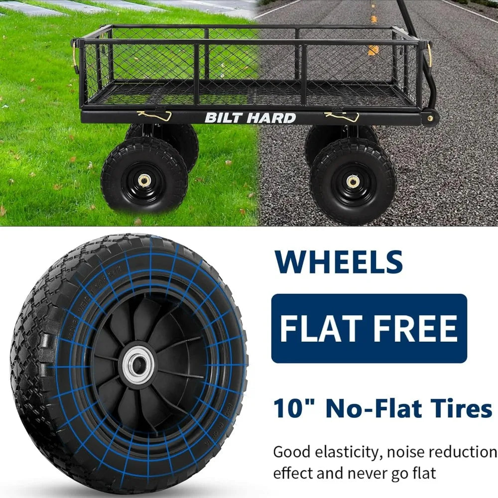 Bilt Hard 400 Lb 10 Inch Flat Free Tires Garden Cart With 180 Degree Handle