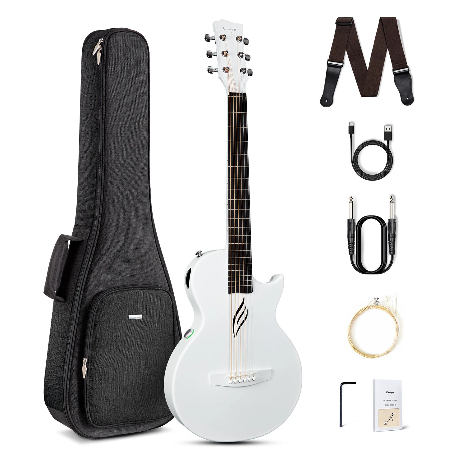 Enya Nova Go Sp1 Carbon Fiber Electric Acoustic Guitar 35 Inch with Pickup Case