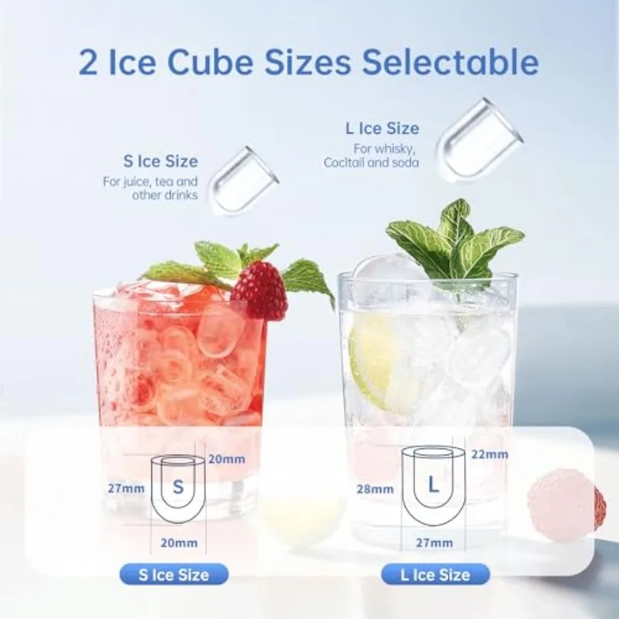 Stainless Steel Ice Maker Self Cleaning 12kg 24H Two Sizes 9 Ice Cube Ready