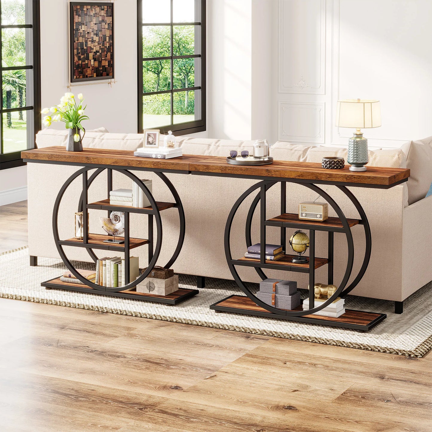 Console Table 4 Tier Entryway Table 41.3 Inch Industrial Sofa Table Living Room