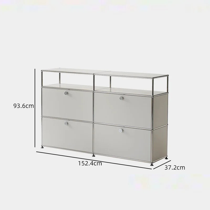Modern Stainless Steel TV Stand With Storage Cabinets For Living Room Corner