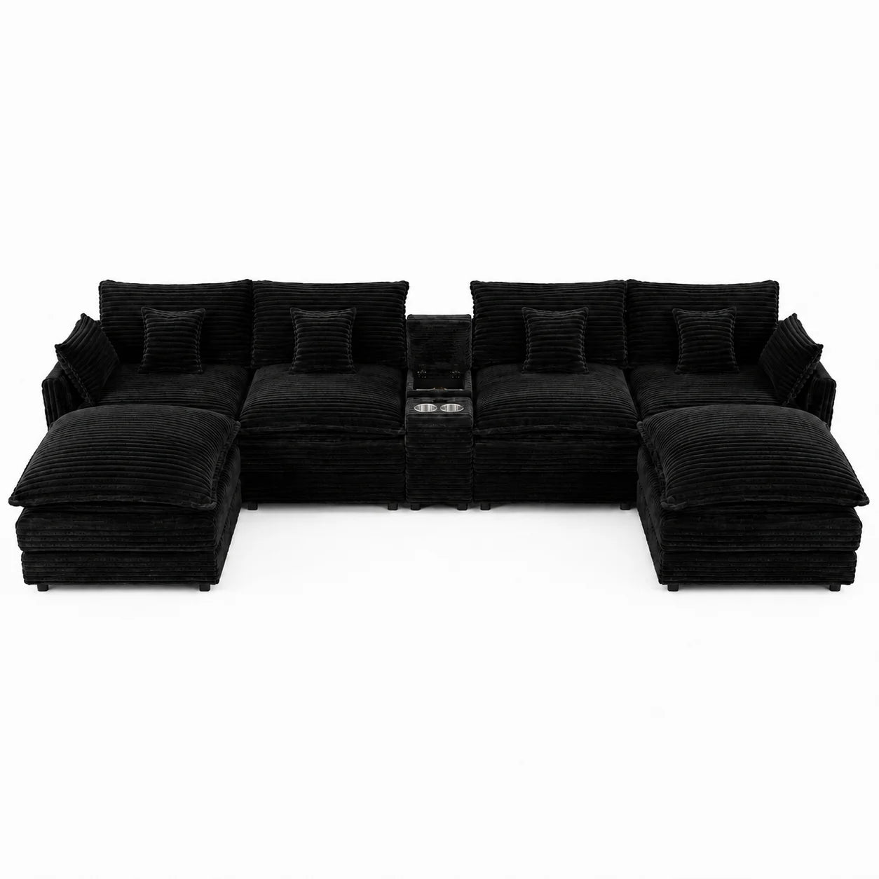 141 Inch 7 Piece U Shaped Sofa Set With Console Coffee Table And Pillows