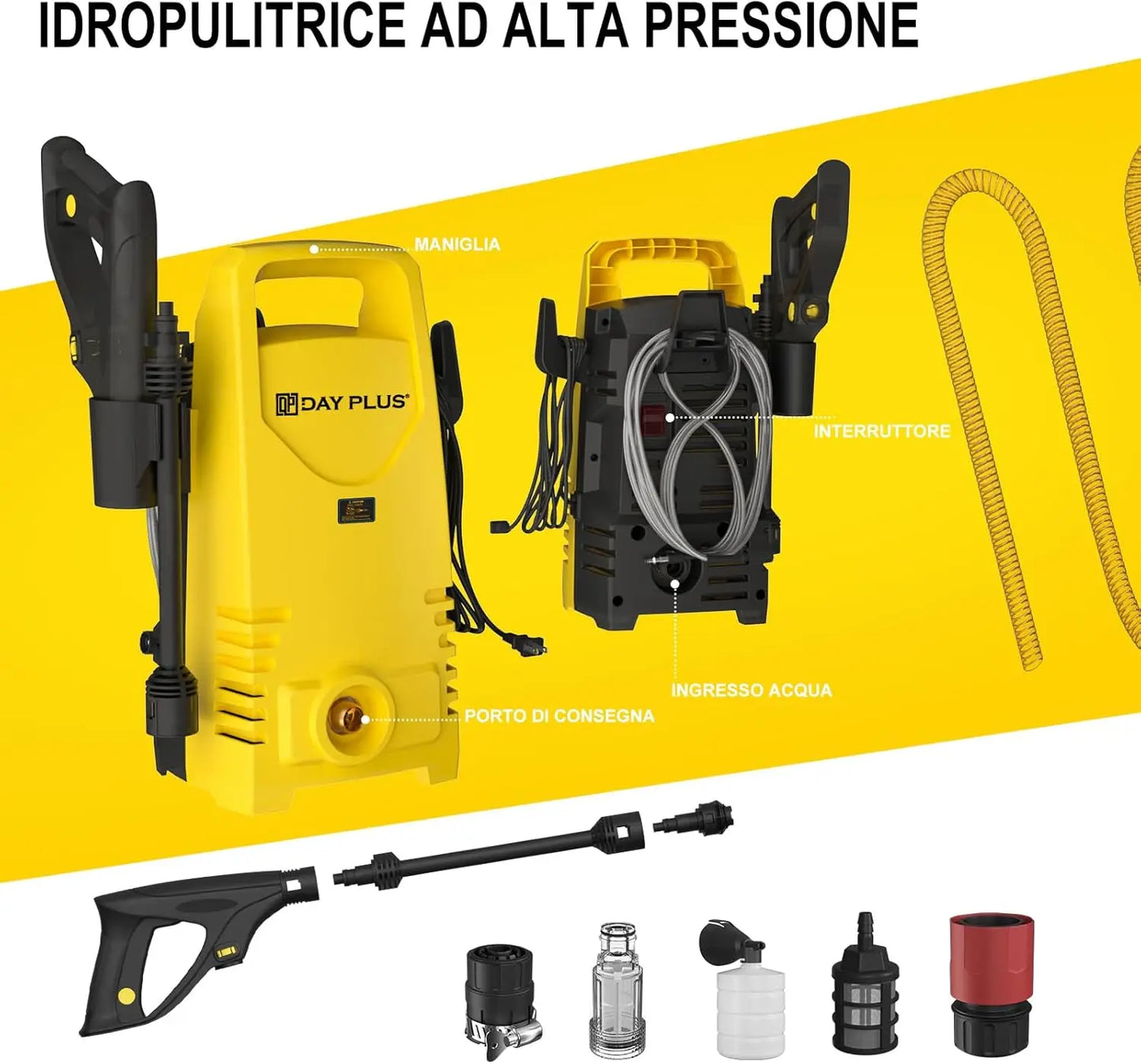 Electric Pressure Washer 1600W 120 Bar With 7m Hose