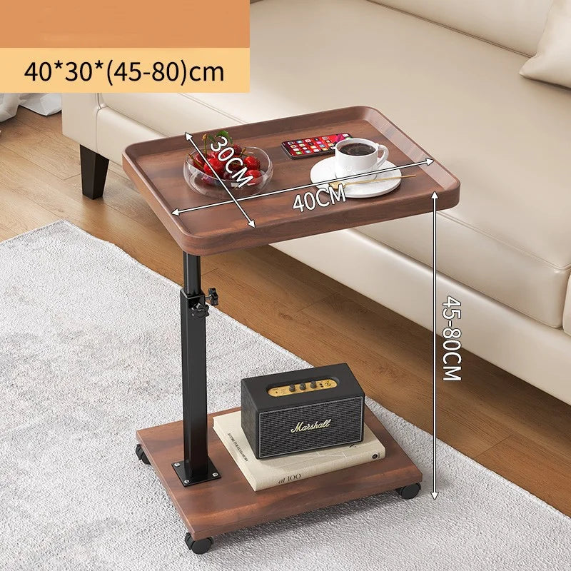 Side Table With Wheel C Shaped Living Room Sofa Side Cabinet Mobile Coffee Table Simple Small Square Table Bedroom Bedside Table