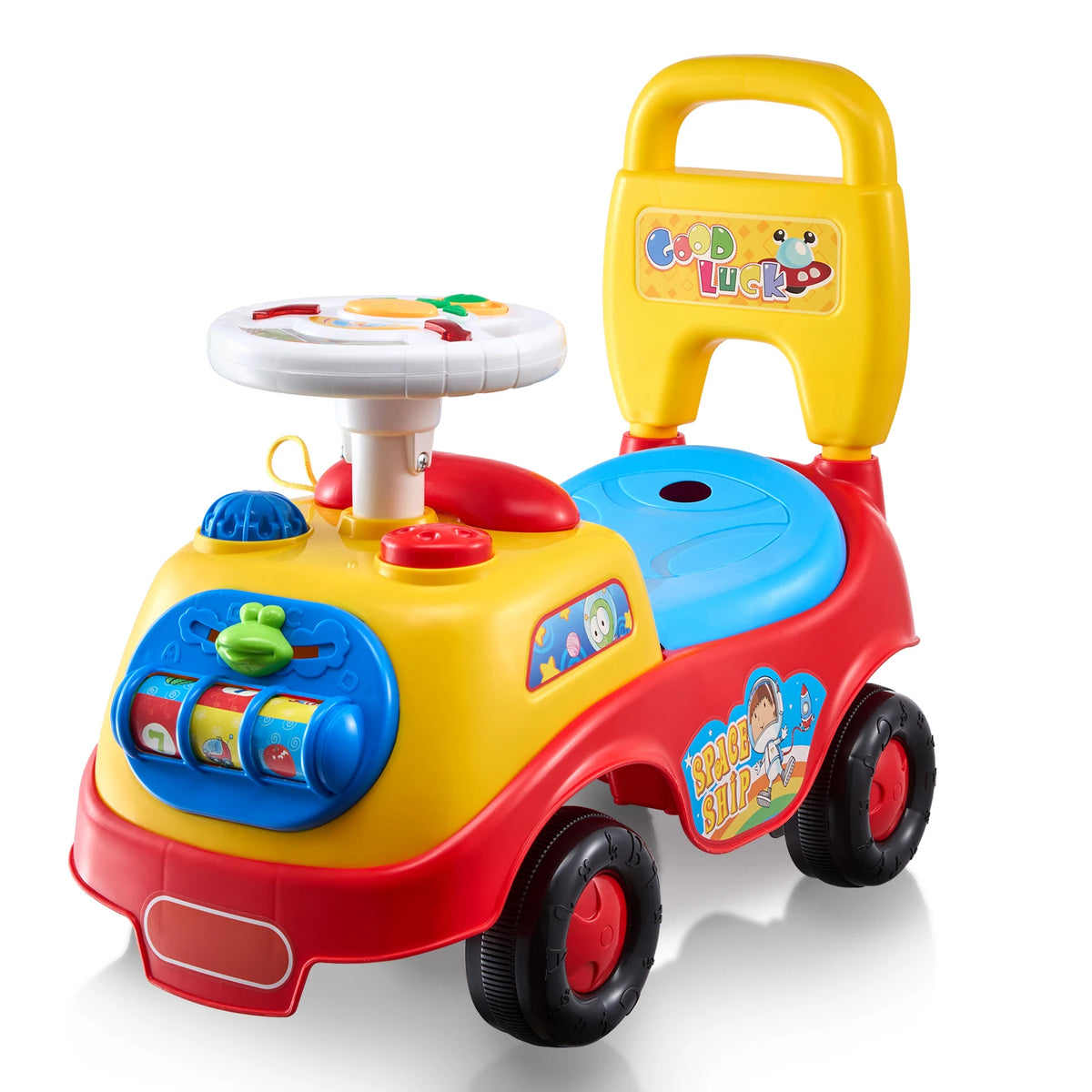 Toddler Ride On Push Car Music Steering Wheel Sit To Stand Kids Storage 0 To 3Y