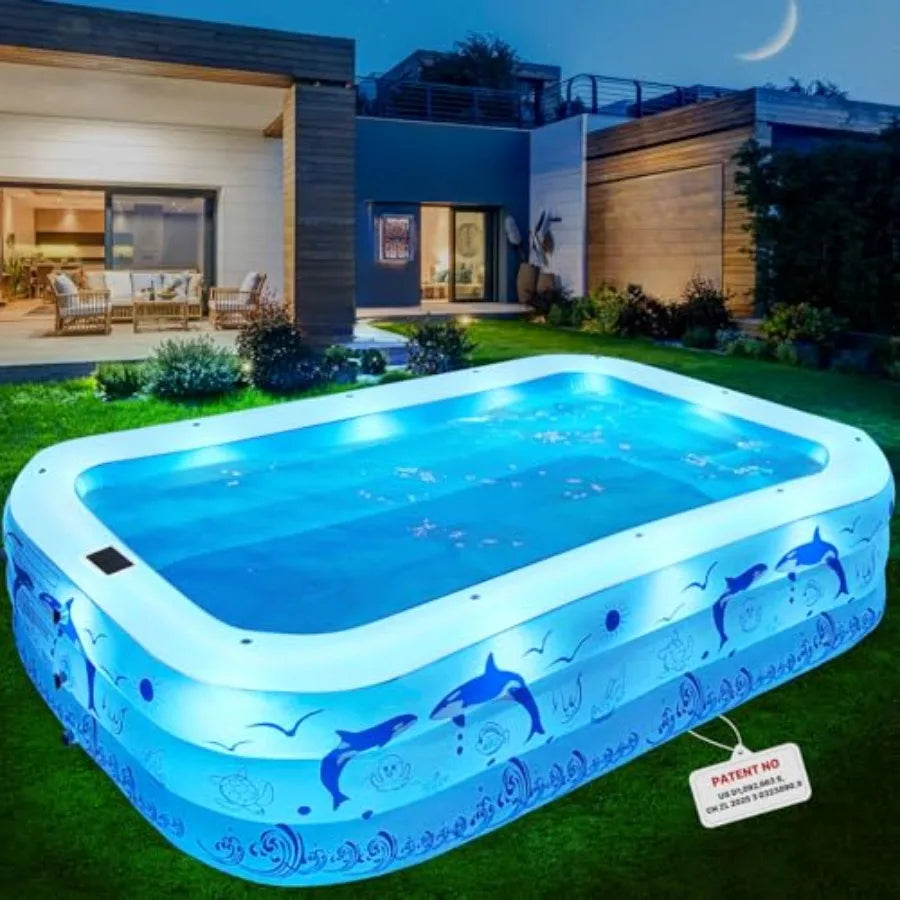 2026 Upgrade Solar Powered Inflatable Pool With Lights For Adults Family Backyard