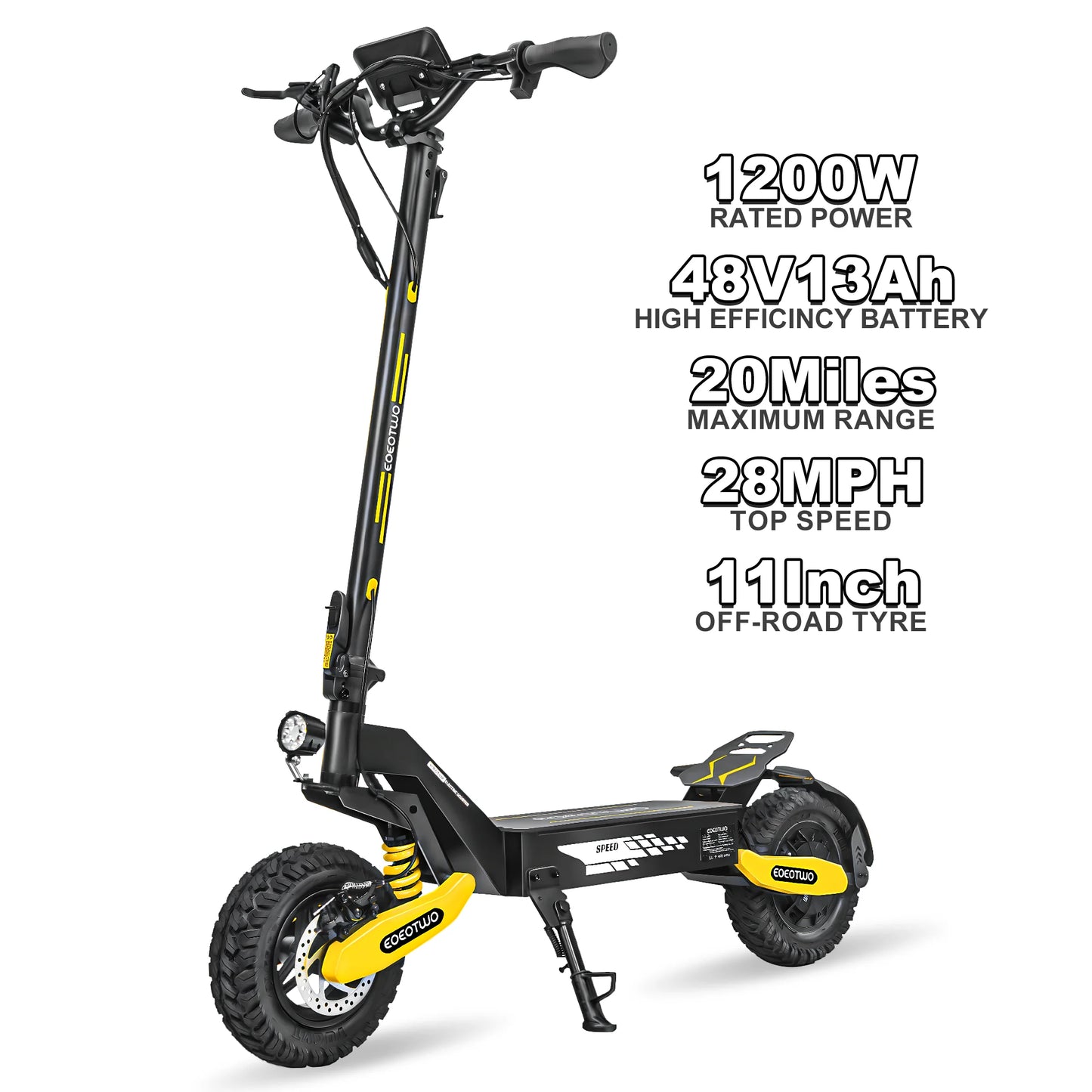 1200W Off Road Electric Scooter for Adults 48V 30MPH Foldable 11 Inch Tubeless