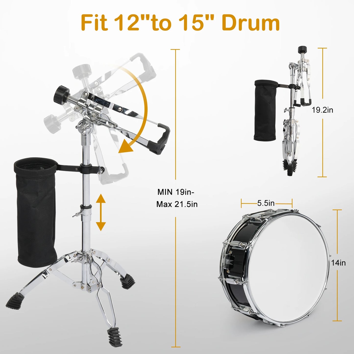 Fourteen Inch By Five Point Five Inch Snare Drum Set For Beginners Black