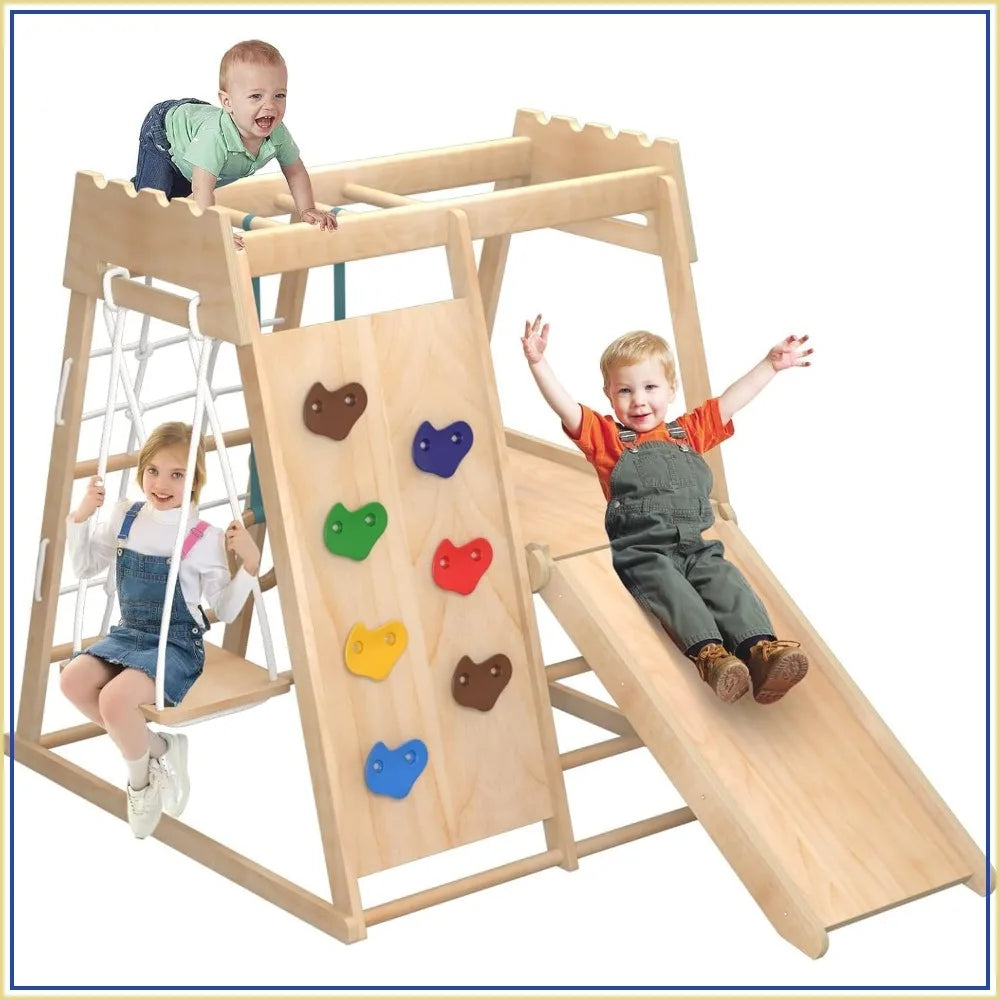 8 In 1 Indoor Toddlers Playground With Swing Slide Monkey Bars Ladder