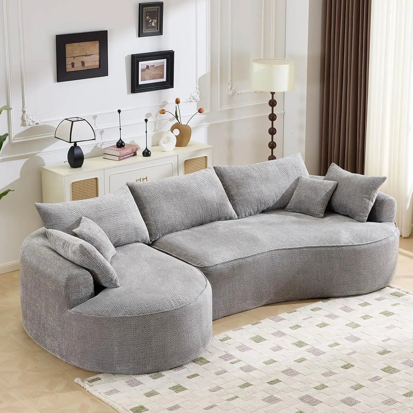 126.4 Inch Oversized L Shaped Boneless Sofa With Deep Seat And 7 Pillows
